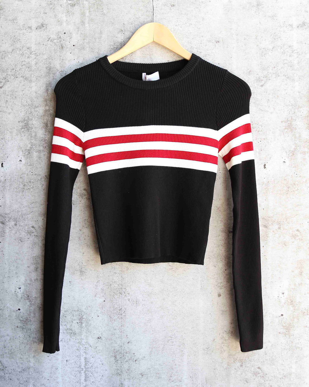 Easy Does It Stripe Knit Ribbed Sweater in Black