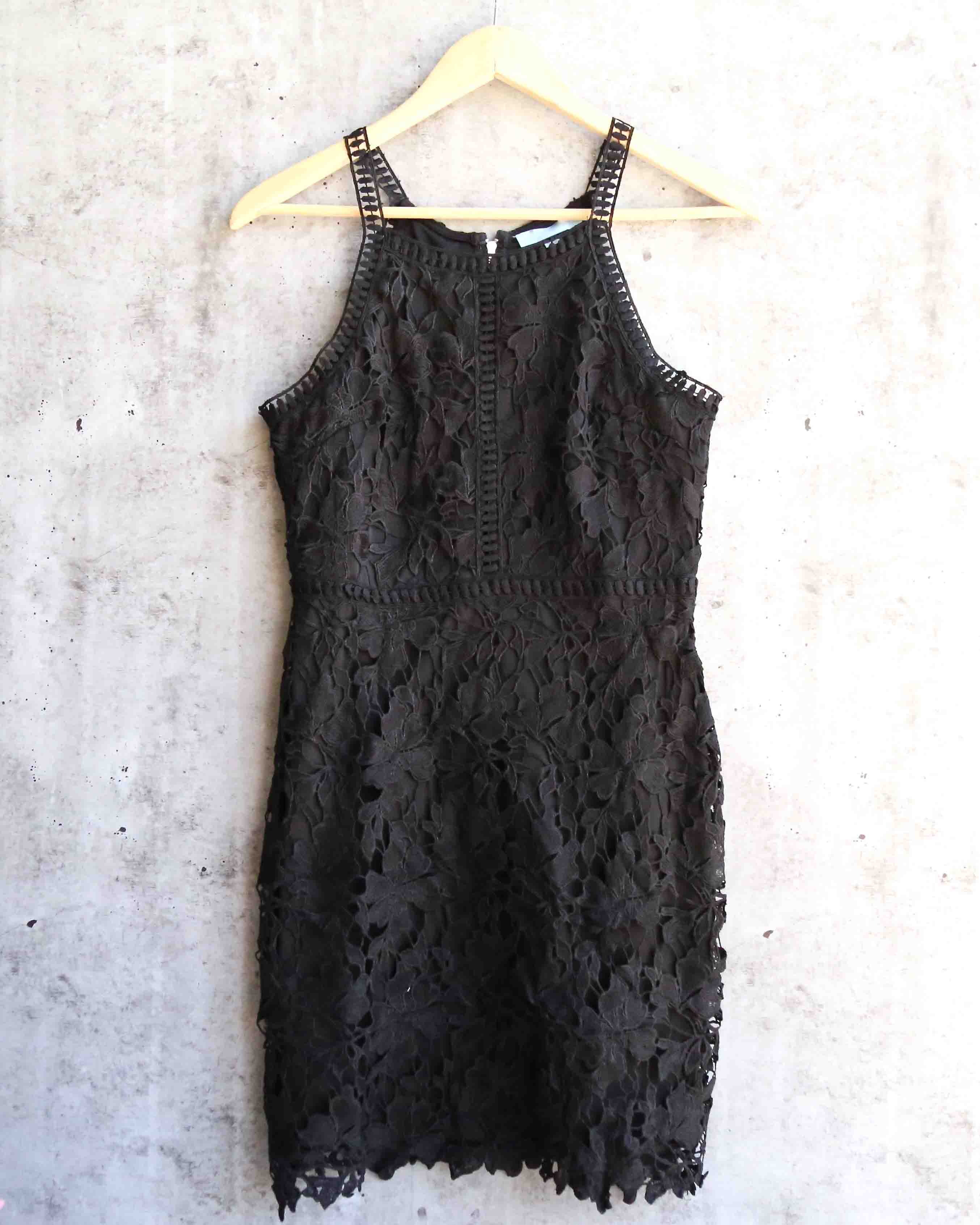 Ashlyn Sleeveless Lace Bodycon Dress in Black – Shop Hearts