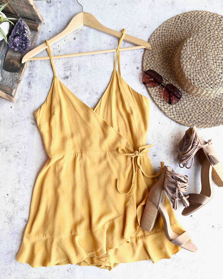 Honey Belle - Soft Rayon Wrap Dress in Gold