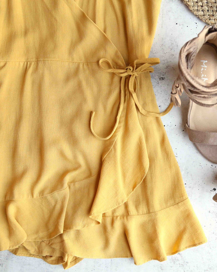 Honey Belle - Soft Rayon Wrap Dress in Gold