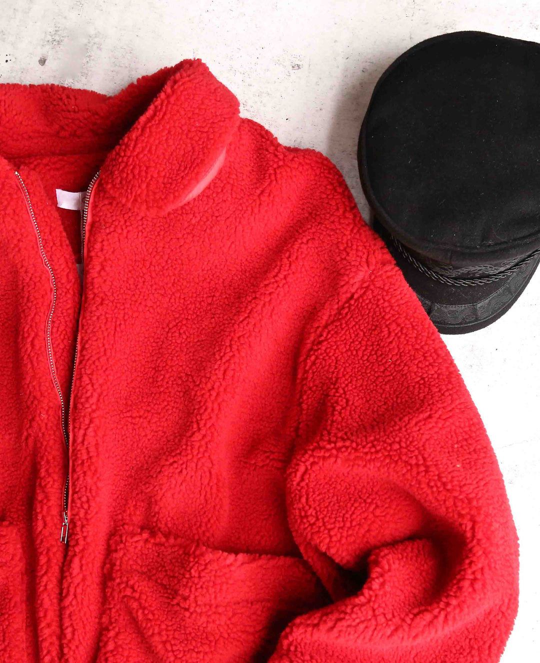 Zip Up Teddy Bear Jacket in Red