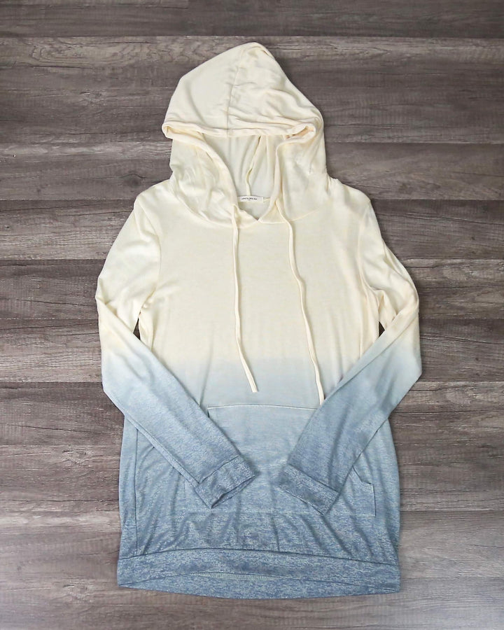 FINAL SALE - Ombre Lightweight Sweatshirt Hoodie in Yellow to Blue