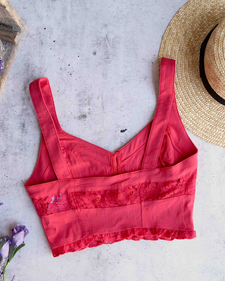 Free People - Here I Go Brami Lace Crop Top in Red