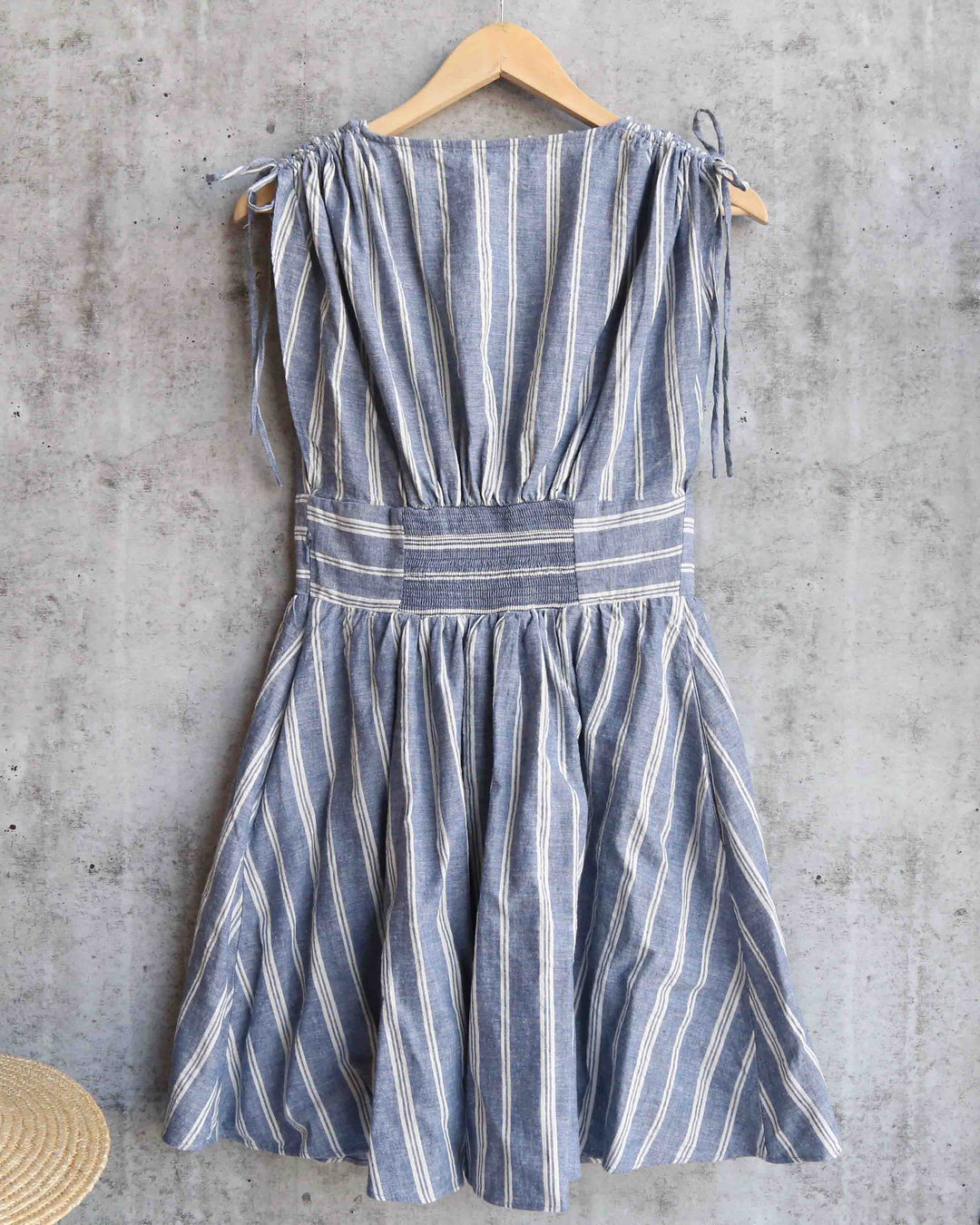 Free People - Roll The Dice Striped Mini Dress in Blue