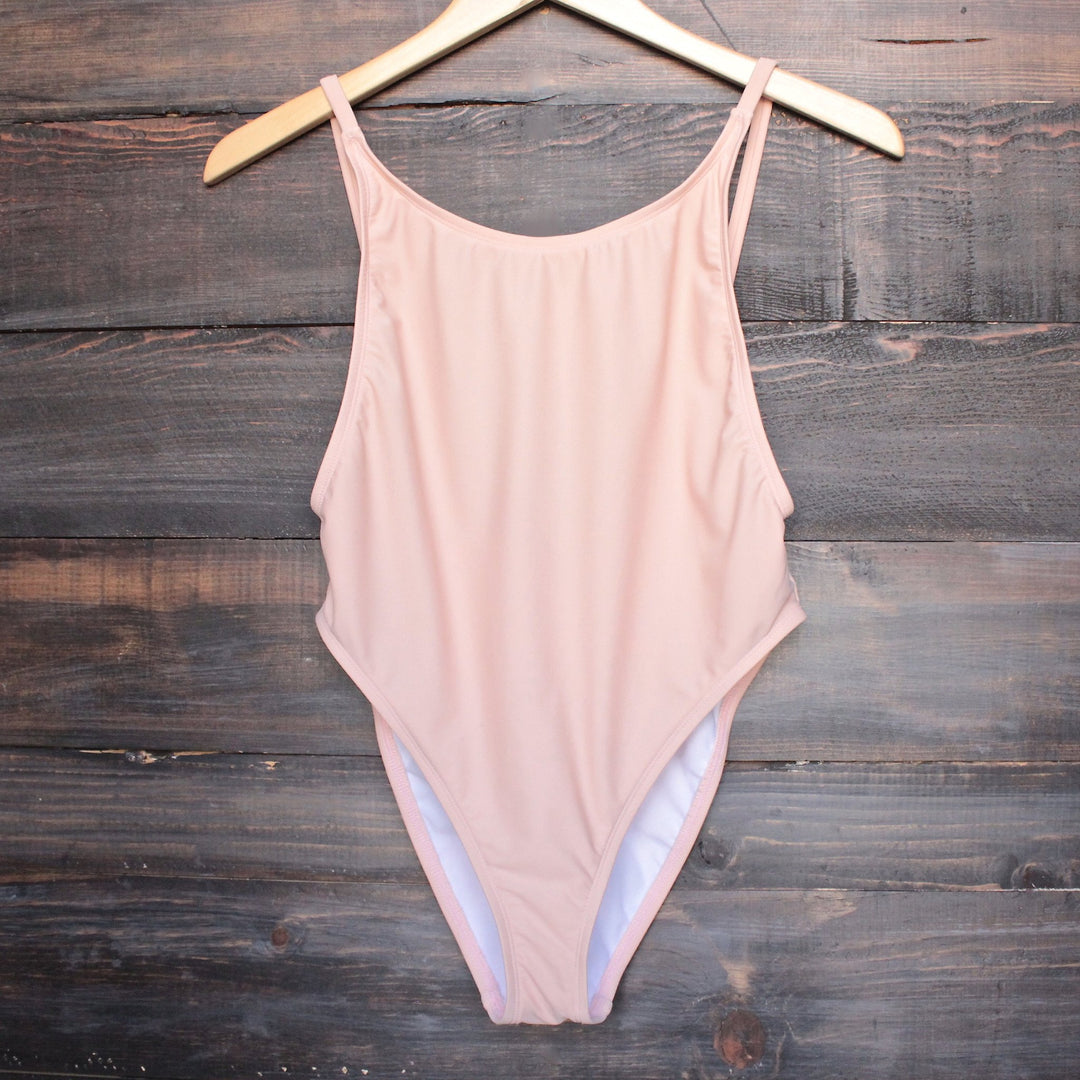 take a dip high-cut one piece swimsuit in blush - shophearts - 1