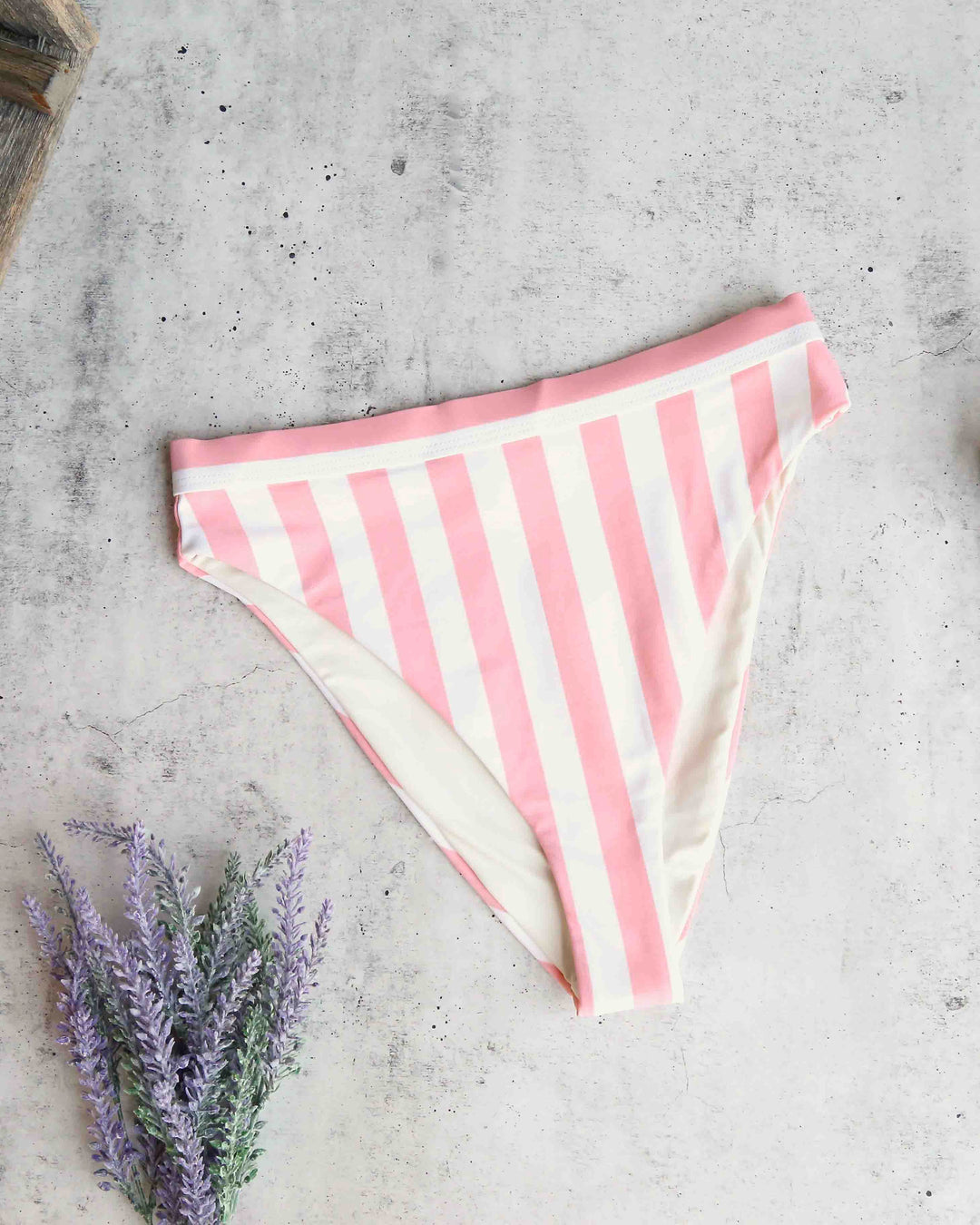 Dippin' Daisy's - Kylie High Waist High Cut Cheeky Bottom - Coral Stripes