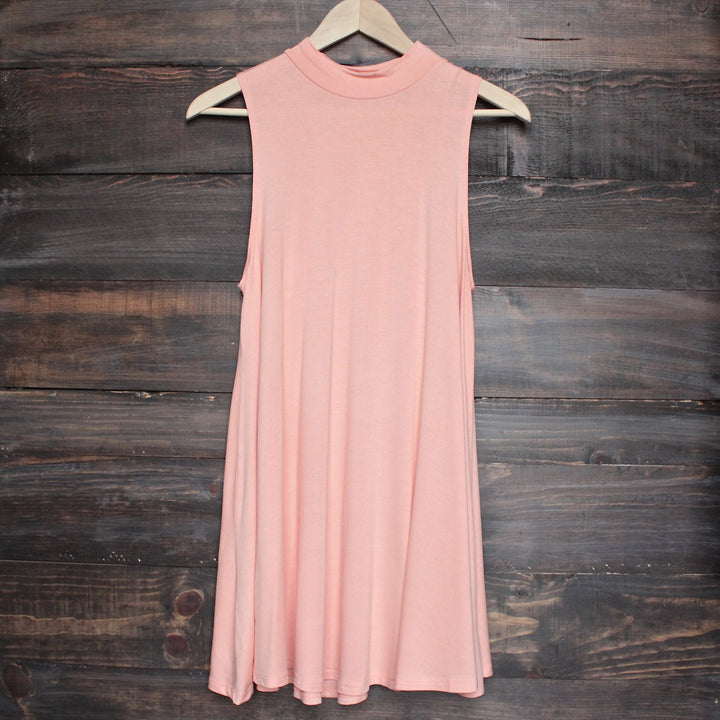 BSIC - solid high neck womens tank mini dress - coral - shophearts - 1