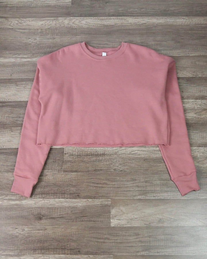 distracted - crop - sweater - usa - patriotic - pullover - raw hem - mauve