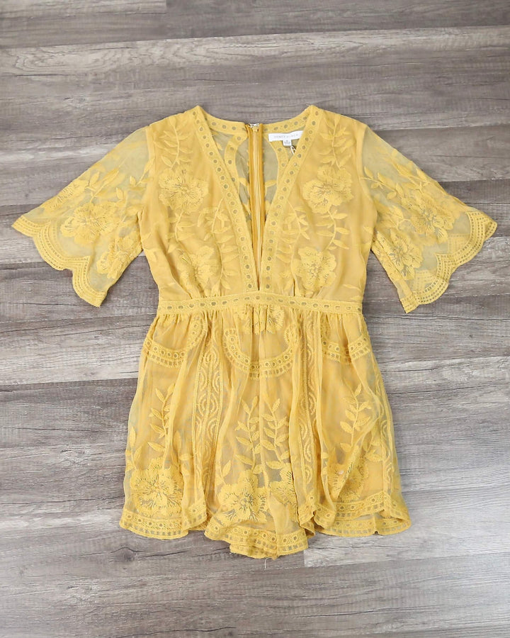 Honey Punch - As You Wish Embroidered Lace Romper (Women) - More Colors