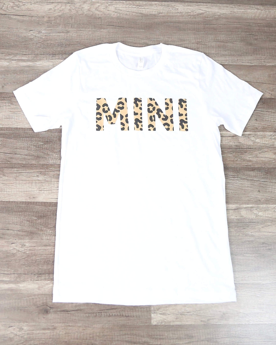 Distracted - Leopard Mini Text Graphic Tee in White