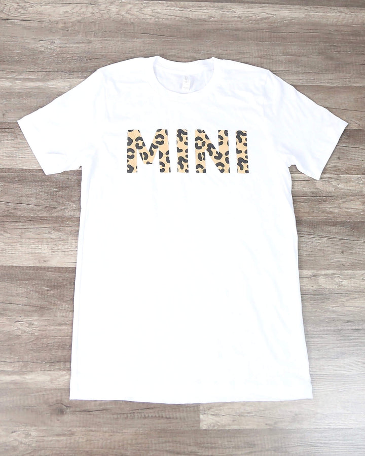 Distracted - Leopard Mini Text Graphic Tee in White