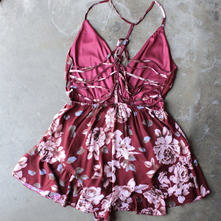 reverse - girl crush romper in burgundy floral - shophearts - 4