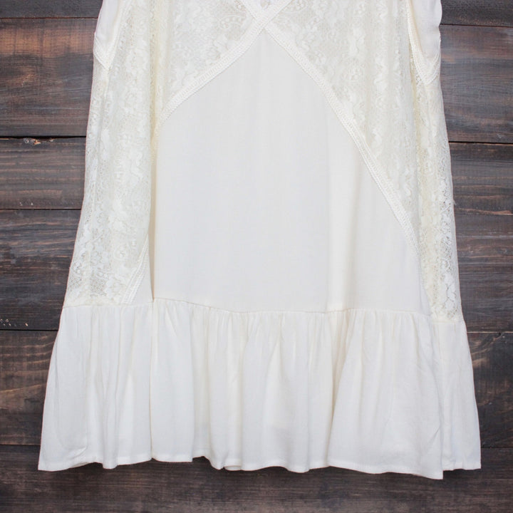 Final Sale - Mock Neck Lace Dress in Cream