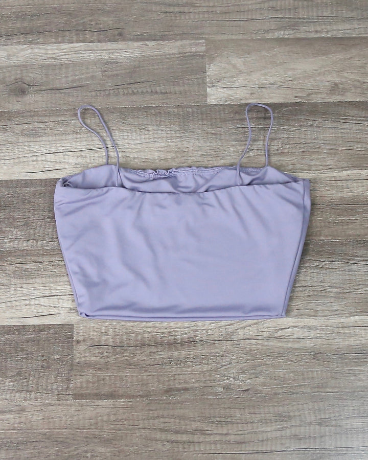 Spaghetti Strap Tank Crop Top in Lavender