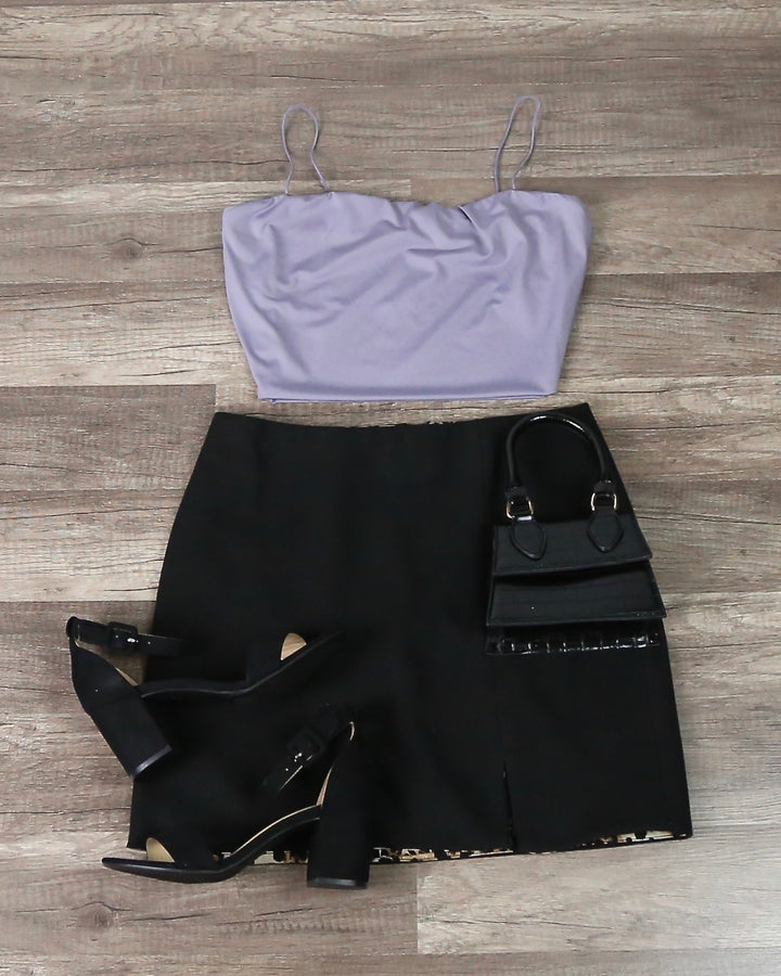 Spaghetti Strap Tank Crop Top in Lavender