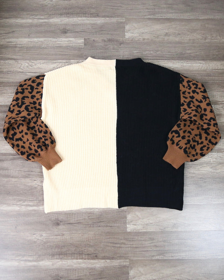 Melissa Multi Striped Color Block Animal Print Sweater