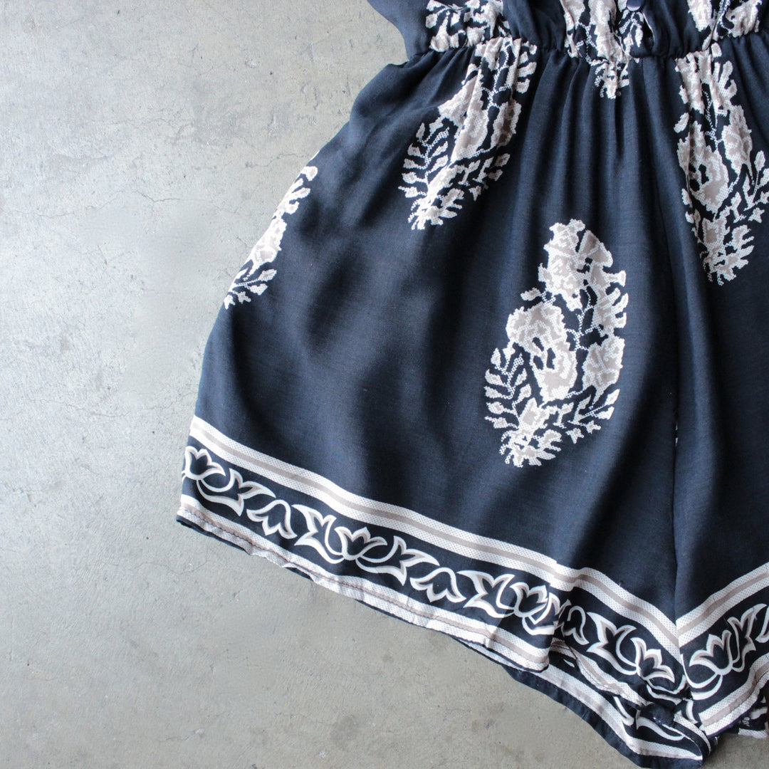 reverse - free fall boho print navy + cream romper - shophearts - 5