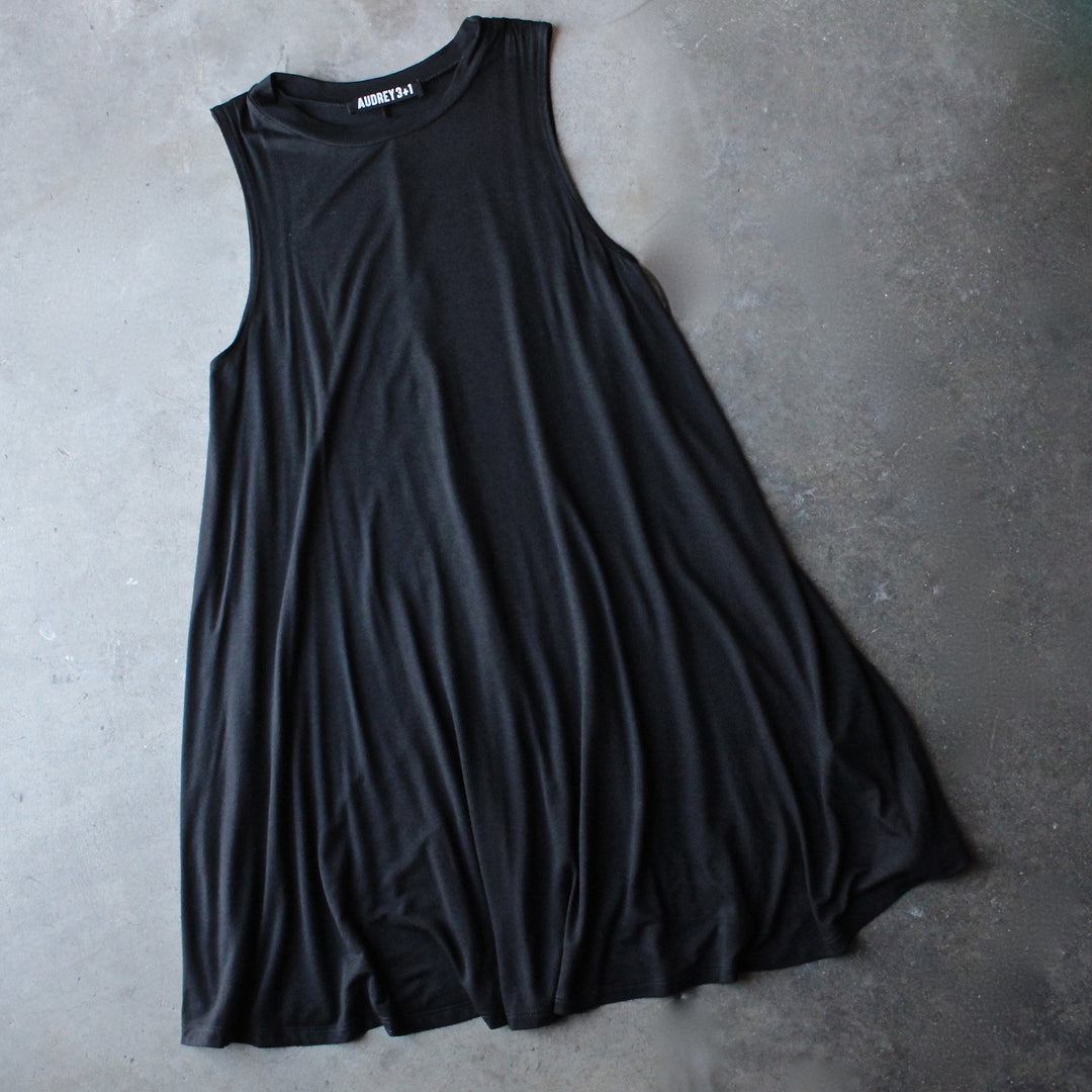 BSIC - sleeveless swingy tank dress - black - shophearts