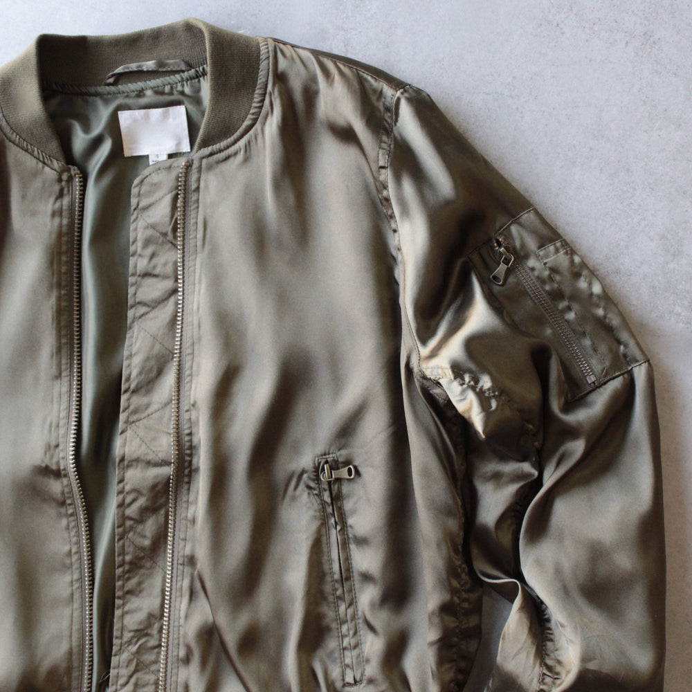 lightweight satin bomber jacket - olive - shophearts - 2