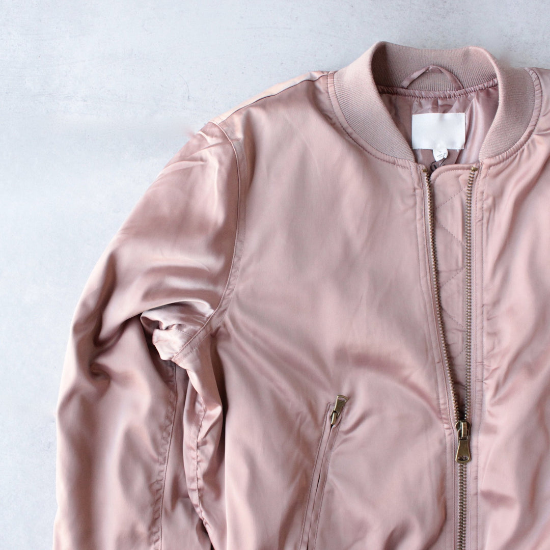 padded satin bomber jacket - mauve - shophearts - 3