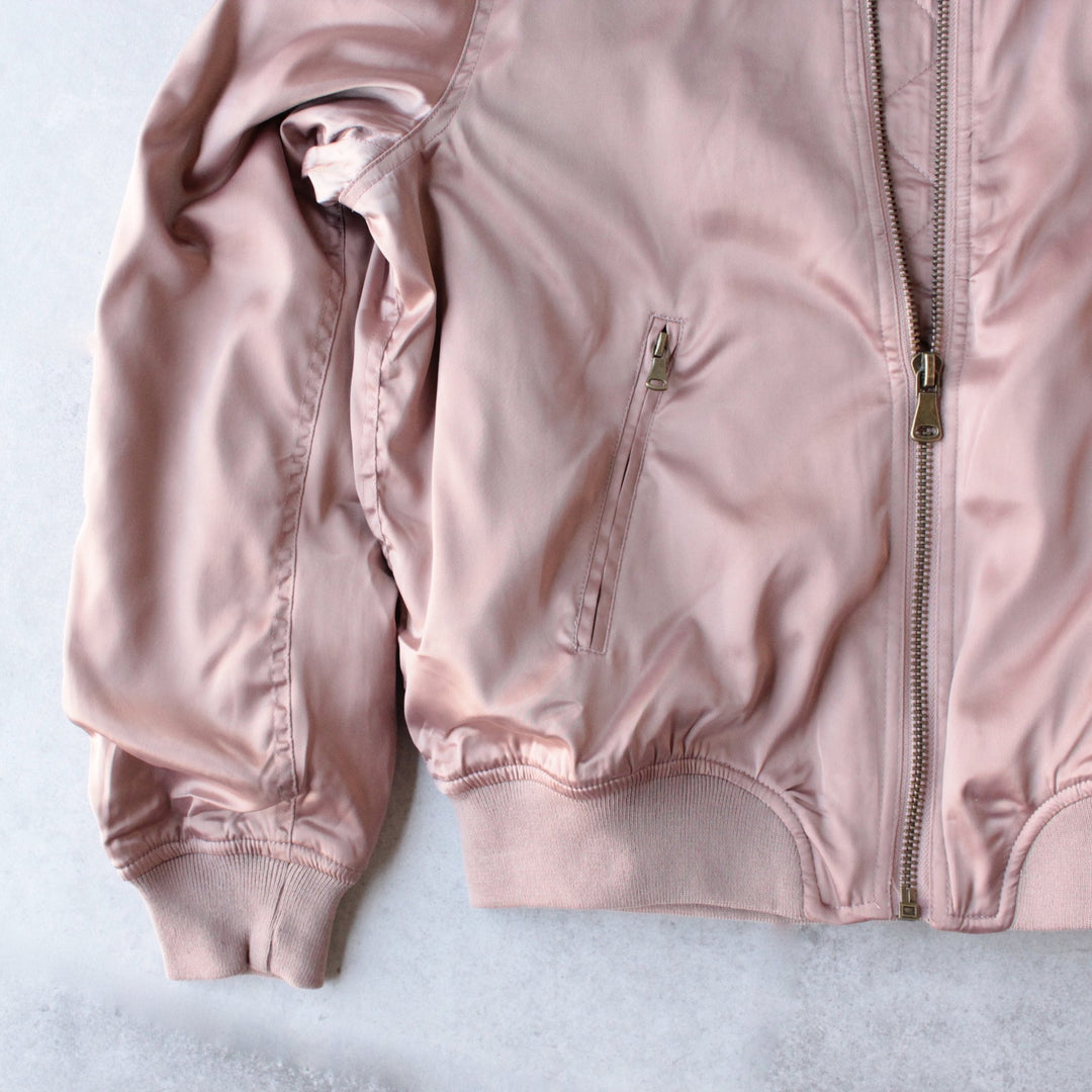 padded satin bomber jacket - mauve - shophearts - 4