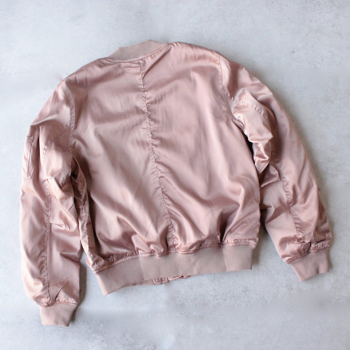 padded satin bomber jacket - mauve - shophearts - 2