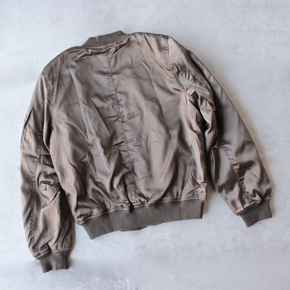 padded satin bomber jacket - olive - shophearts - 2