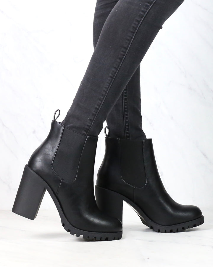 Chunky Heel Chelsea Booties - More Colors