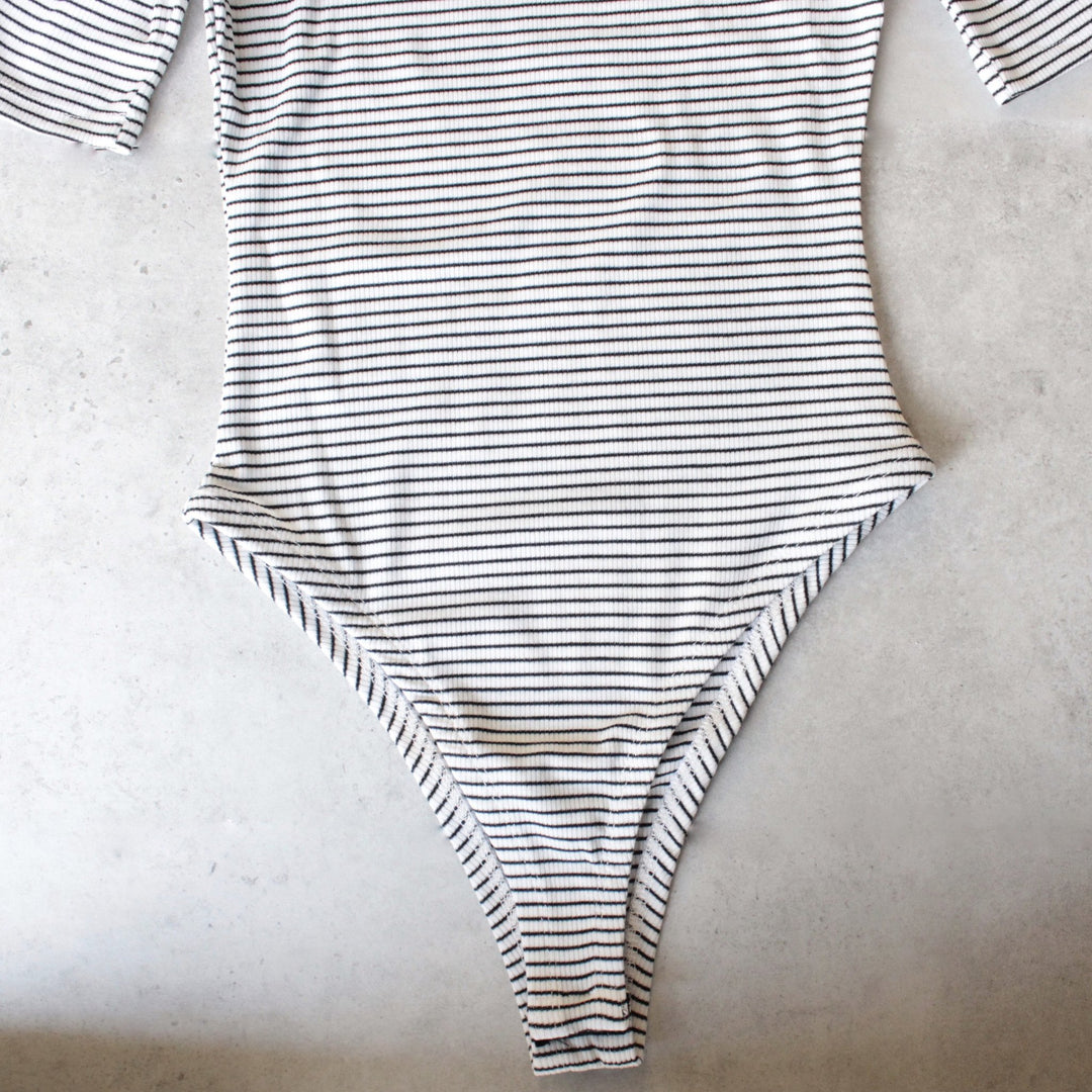 turtleneck striped ribbed bodysuit - shophearts - 3