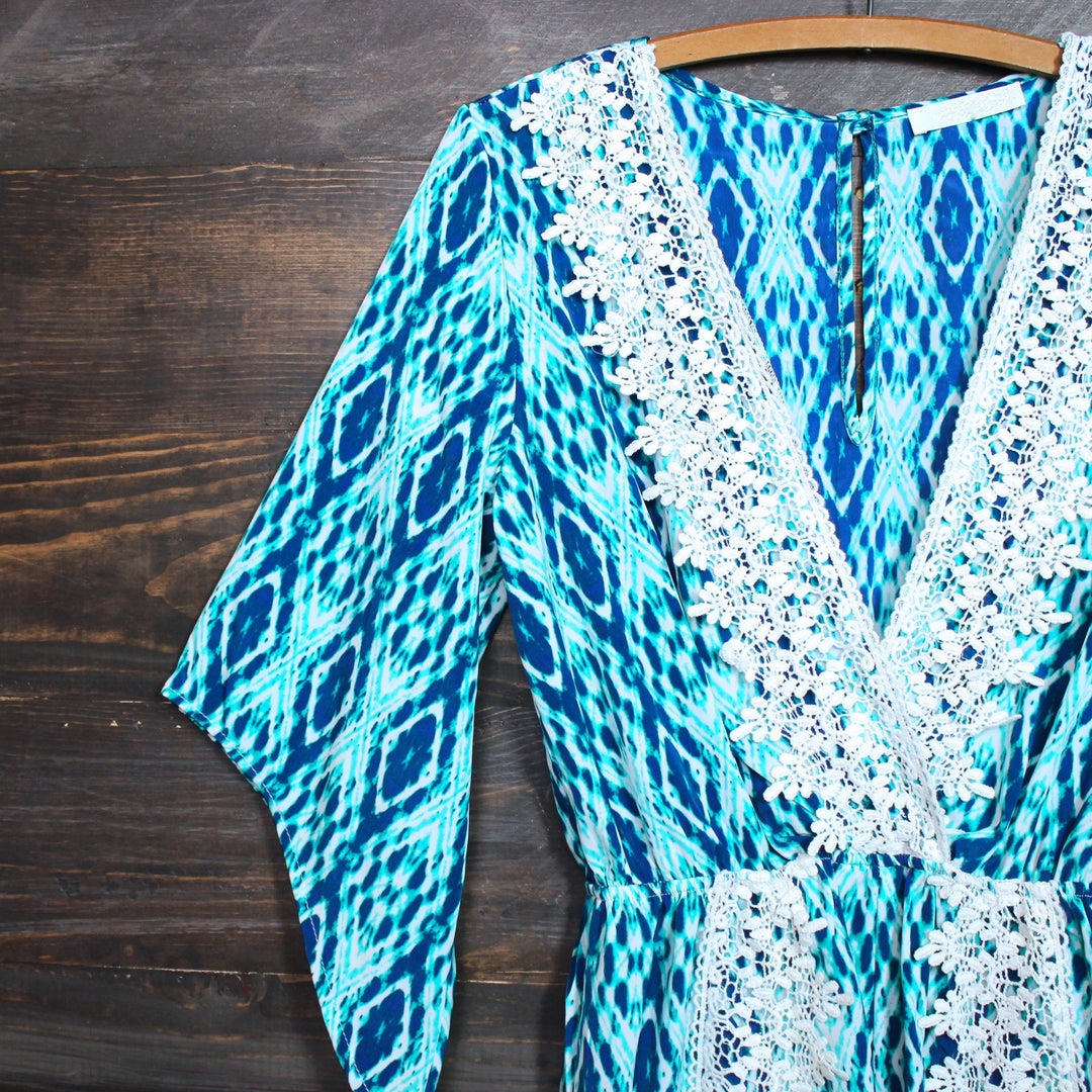 FINAL SALE - blue diamond crochet lace romper - shophearts - 3