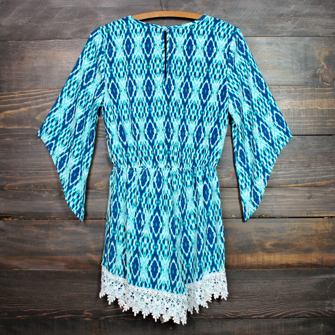 FINAL SALE - blue diamond crochet lace romper - shophearts - 2