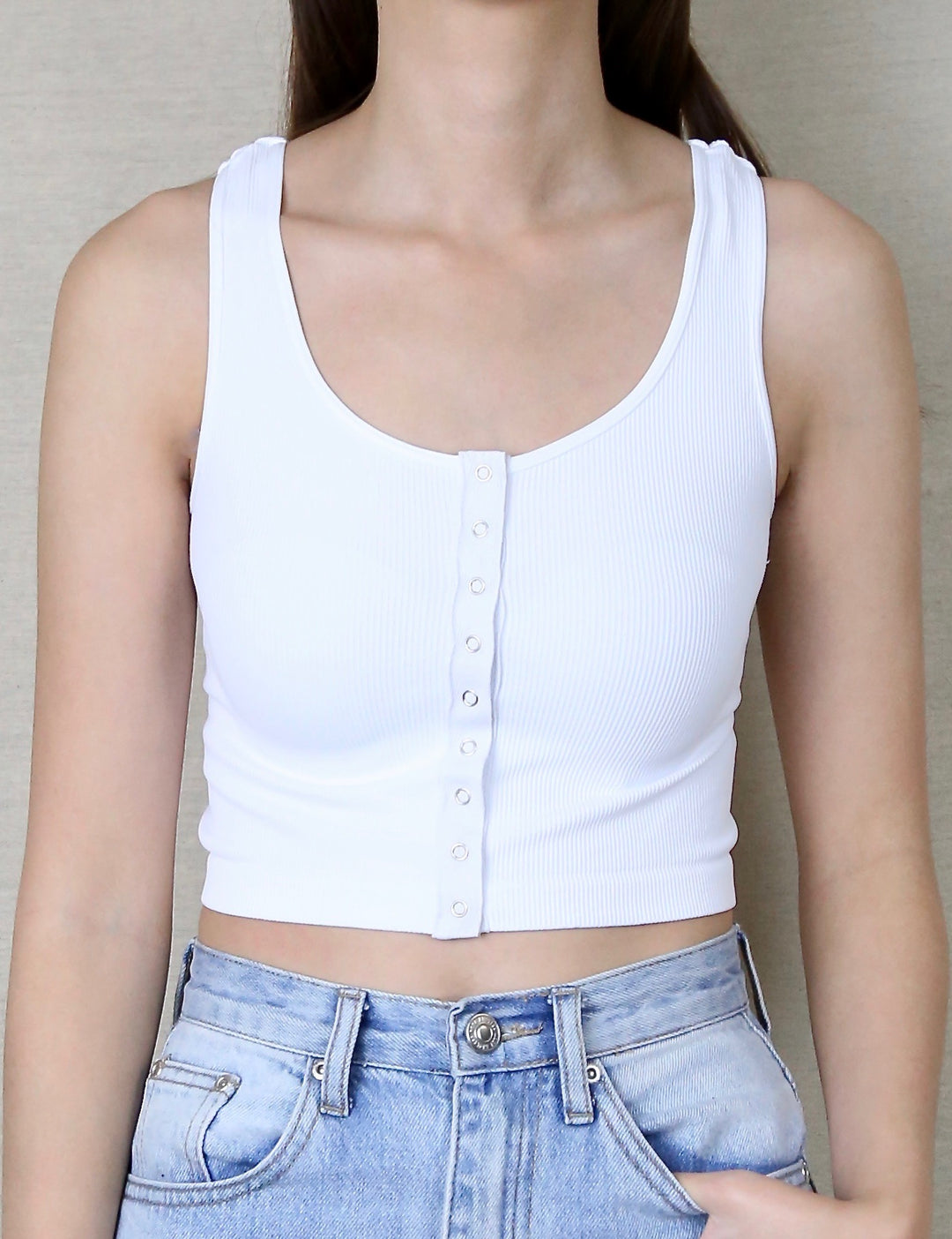 Serene Snap Button Ribbed Knit Crop Top in More Colors