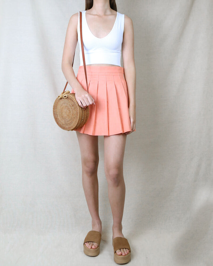 Princess Pleated Mini Tennis Skirt in Peach