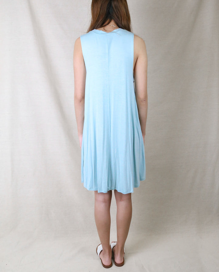 Basic Sleeveless Swingy Tank Dress in Mint