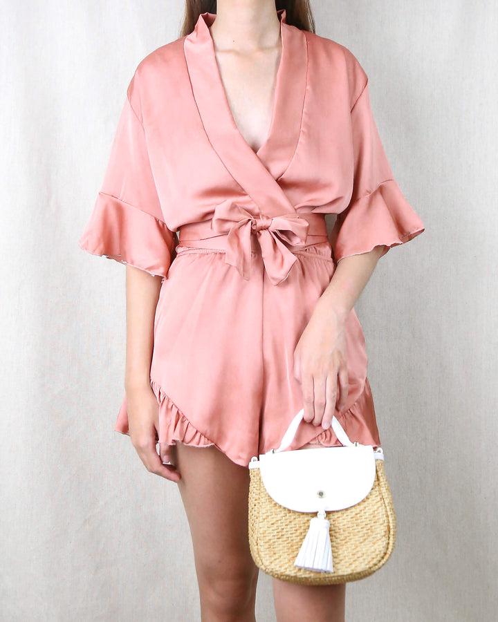 Lioness - Meet Me in Como Silky Romper in Dark Blush