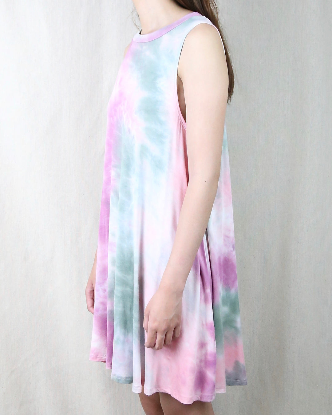 To Dye For Shirt Tank Dress in Olive and Pink Tie Dye