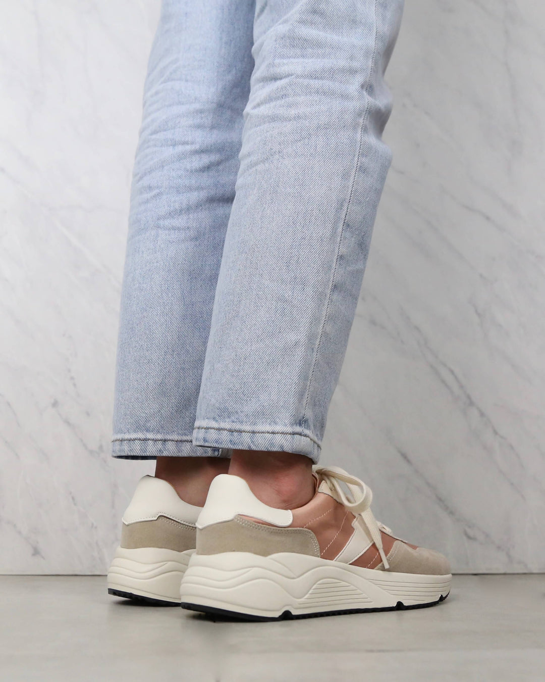 Sienna Sporty Colorblock Sneakers in Peach