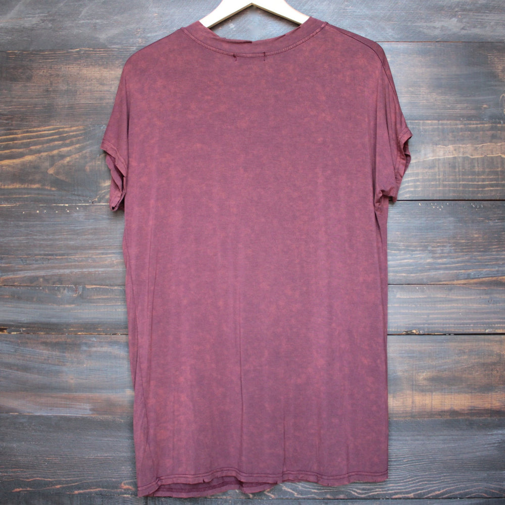 oversize distressed tee - vintage burgundy acid wash - shophearts - 2