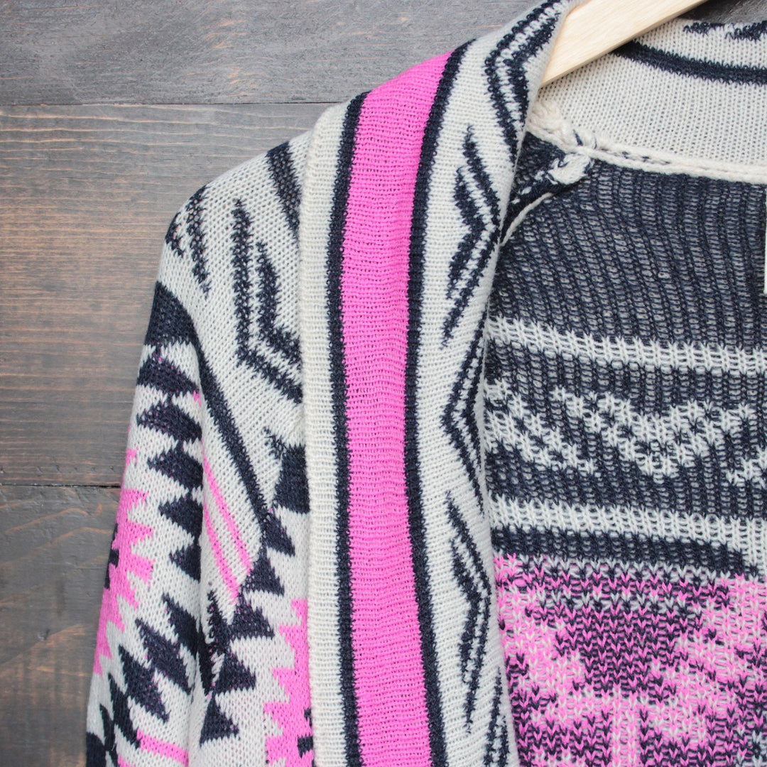 mod lightweight tribal cardigan in aztec pink - shophearts - 5