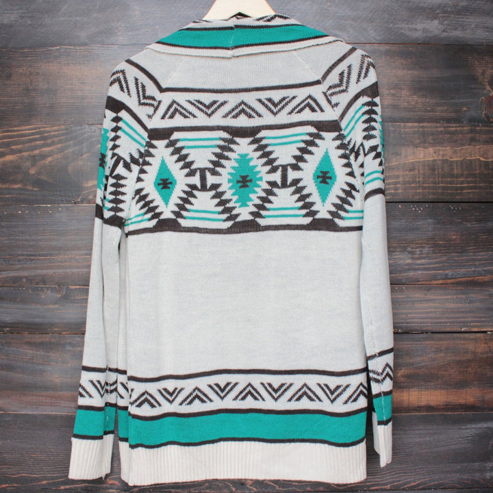 mod lightweight tribal cardigan aztec in jade - shophearts - 2