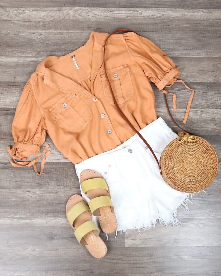 Free People - Safari Babe Woven Top in Peach