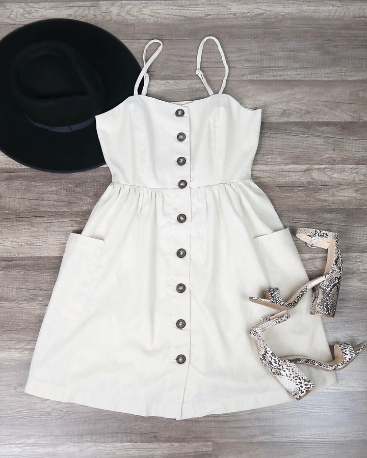 Sugar Pie Button Down Dress - Natural