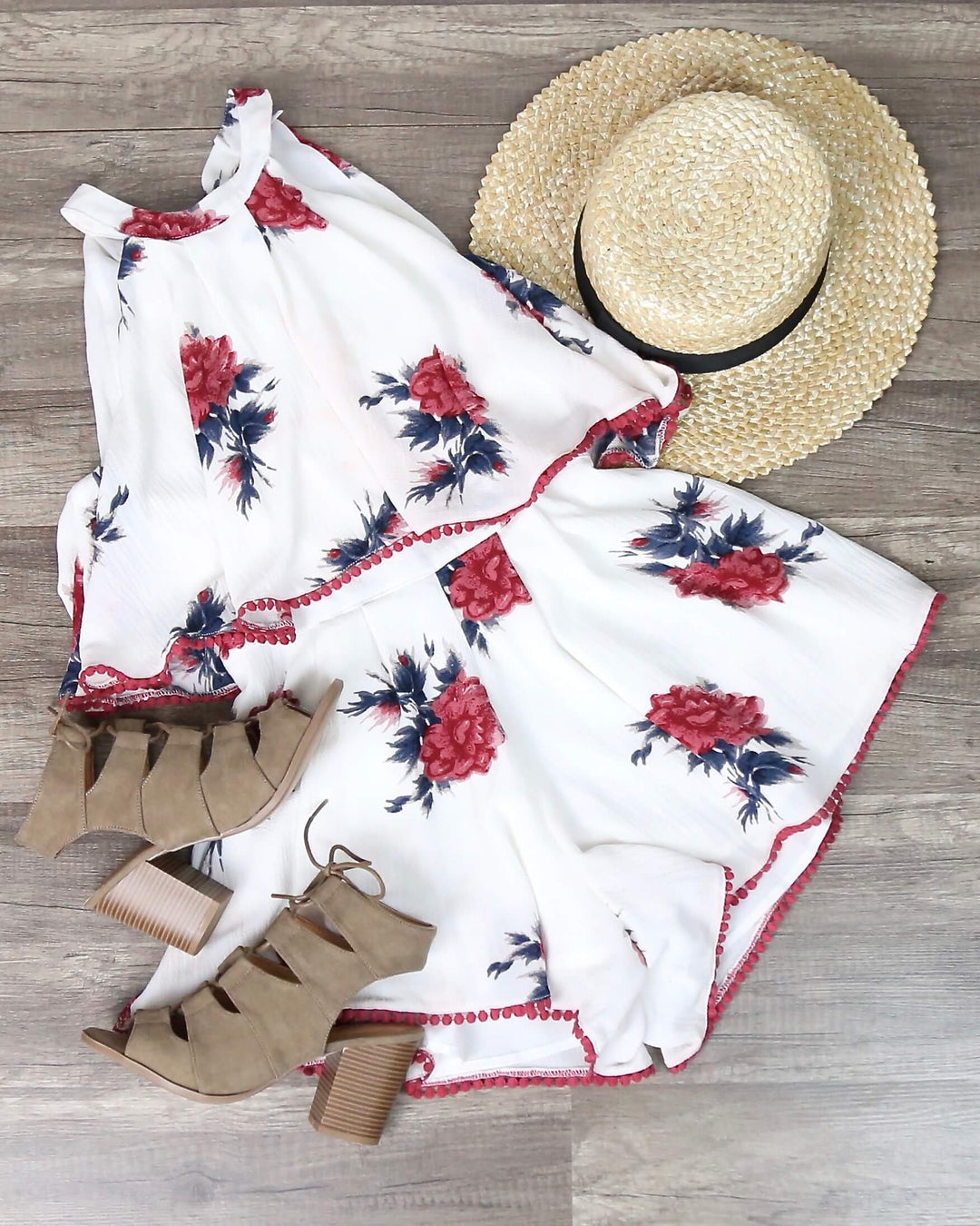 Dance All Night Floral Halter Romper