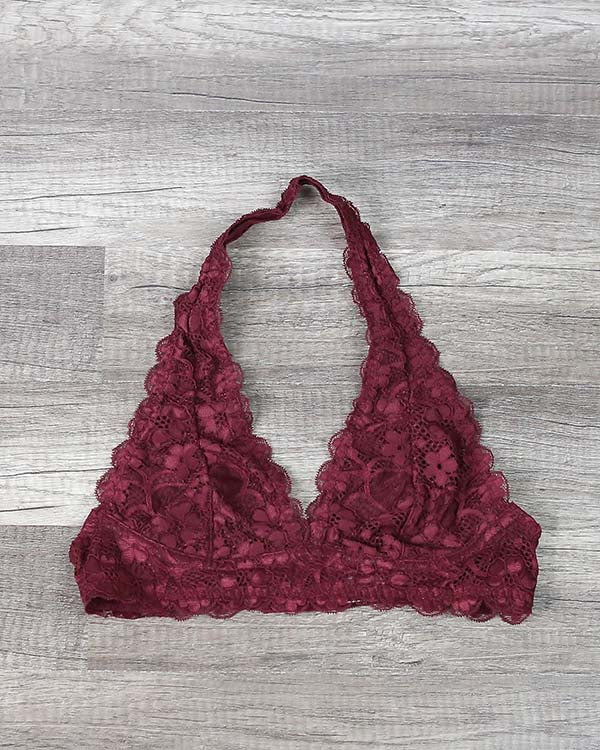 Intimate Semi-Sheer Halter Lace Bralette in More Colors