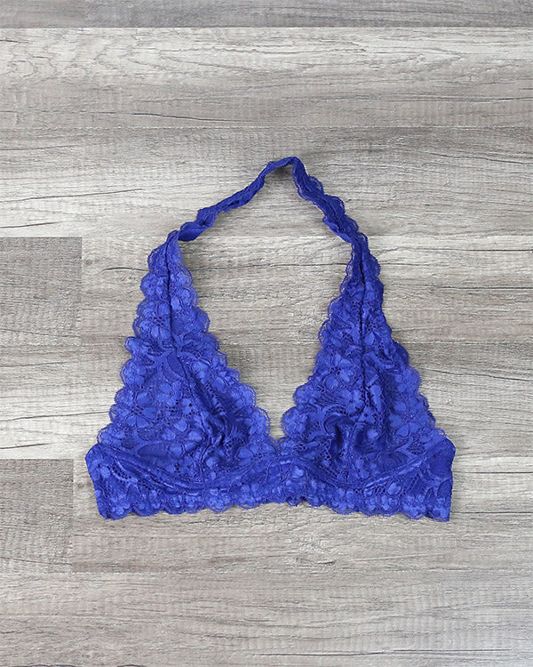 Intimate Semi-Sheer Halter Lace Bralette in More Colors