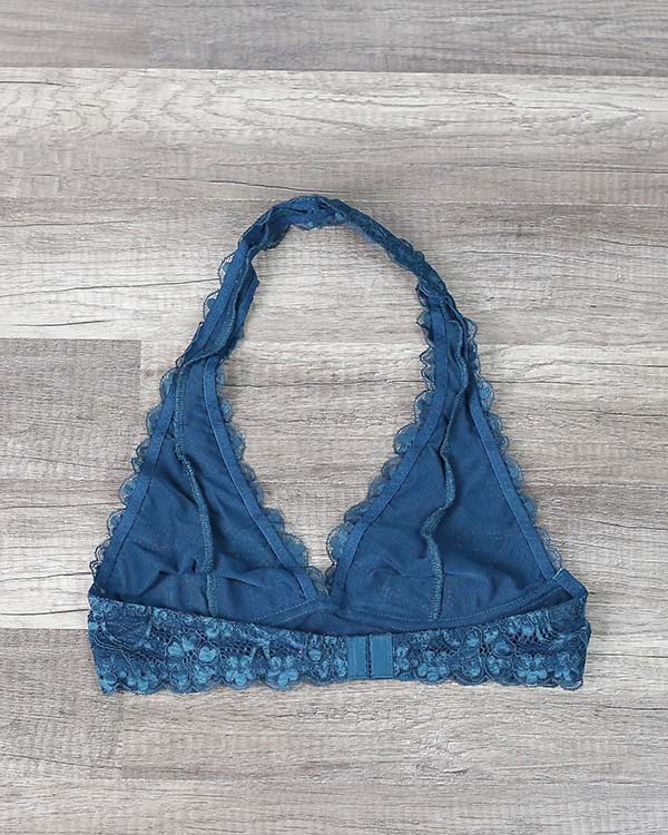 Intimate Semi-Sheer Halter Lace Bralette in More Colors