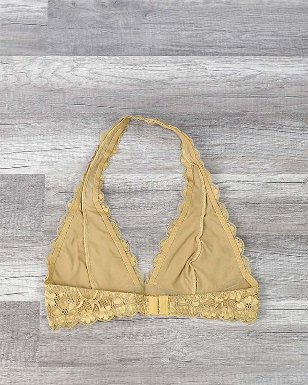 Intimate Semi-Sheer Halter Lace Bralette in More Colors