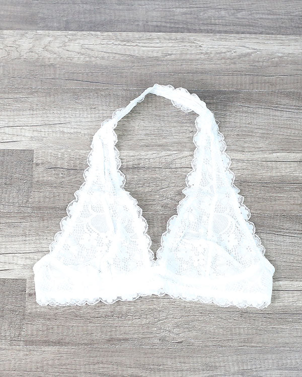 Intimate Semi-Sheer Halter Lace Bralette in More Colors