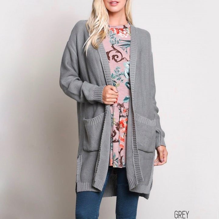 Santa Cruz Open Front Knit Cardigan in Grey