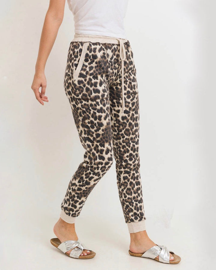 Leopard Print Joggers With Elasticized Drawstring Waist